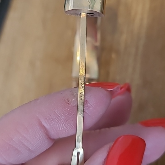 14k yellow gold bangle bracelet double heart textured vintage R&D - Picture 3 of 8